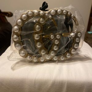 Gucci Gold and White Pearl Belt